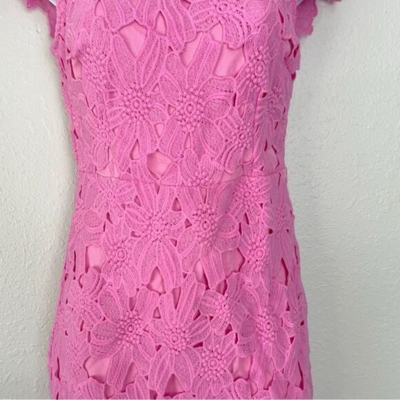 J.O.A. pink floral embossed eyelet mini dress S - Picture 5 of 13